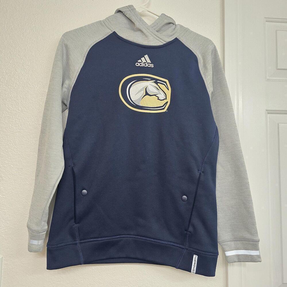 Adidas UC Davis Aggies  Men's Game Built Navy Blue Sideline Hoodie Size S pocket